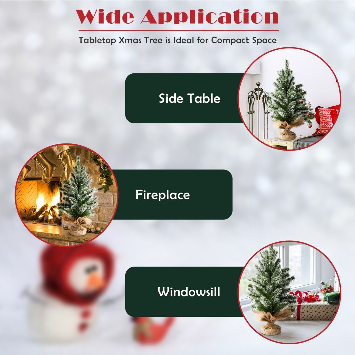 Coast Mini Künstlicher Weihnachtsbaum - Tischplatte mit Zementständer - Leinentuch - 50 cm - Grün mit Weiß