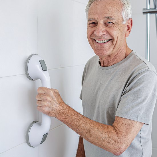 Luft Haltegriff mit Saugnapf - Für die Dusche - 2 Stück - Duschgriff für das Badezimmer - Wandstange - Extra sicheres & starkes Modell - 40cm - Luft - Badezimmergriff