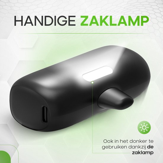 iSetchi Mini Powerbank 5000 mah - Kompakte Größe - Externer Akku - Integriertes Kabel - Notfallpaket - Lightning Kabel - LED Anzeige - Geeignet für iPhone - Schwarz
