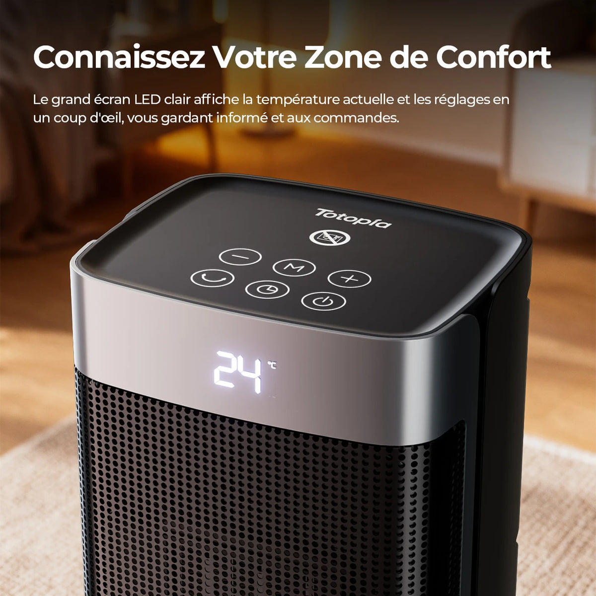 Totopia 2000 W Keramikheizung – PTC-Elektroheizung mit Fernbedienung – 12-Stunden-Timer – Schwenkfunktion – 40 × 15 × 12 cm – Schwarz