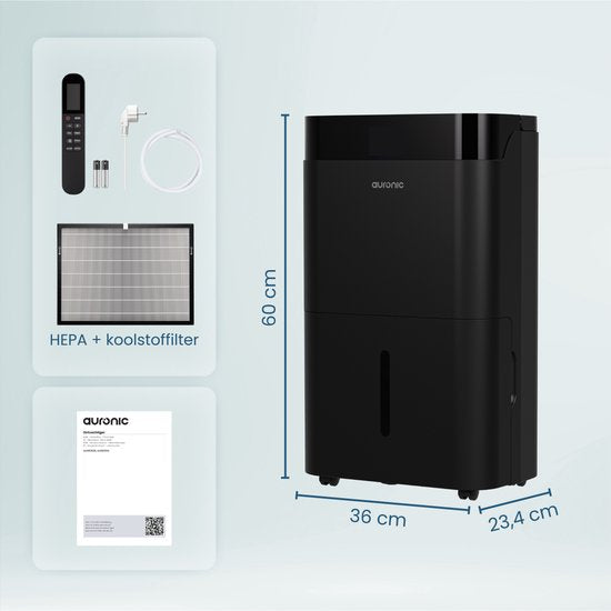 Auronic Luftentfeuchter und Luftreiniger - Better Plus Serie - Entfeuchtet 30L pro Tag - 5L Wassertank - Schlafzimmer, Badezimmer, Wohnzimmer und Büro - Feuchtigkeitsfresser für den Haushalt - Schwarz