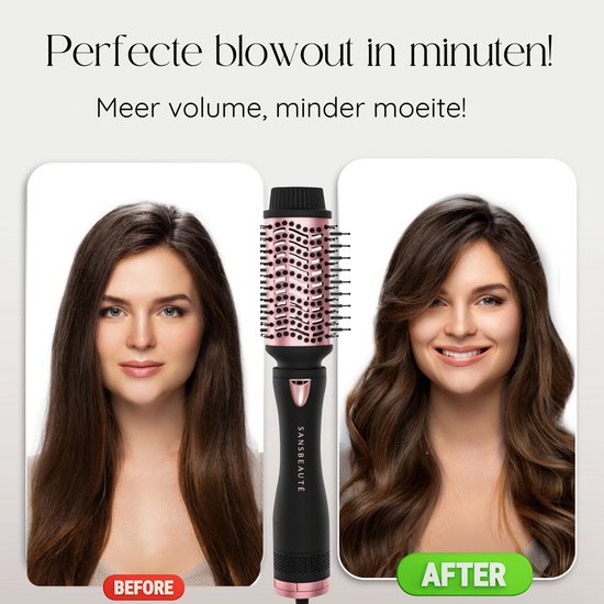 Sansbeauté® 4-in-1 Haarbürste mit Diffusor - Multistyler - Airstyler - Haarbürste - Lockenbürste - Haarbürste - Stylingbürste - Wärmebürste - Volumen und Locken