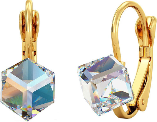 Yolora Damen Ohrringe mit Kalpa Camaka Kristallen - Gold - 18K Gelbgold plattiert