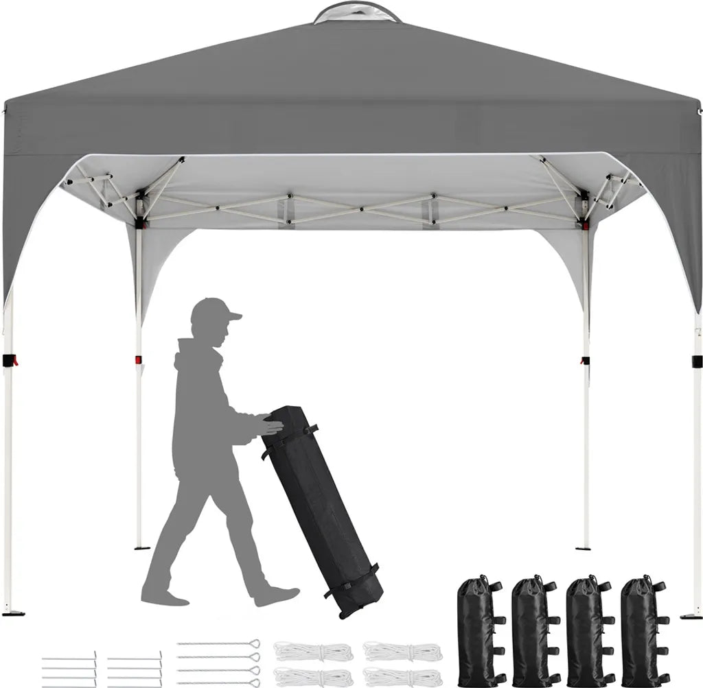 Yaheetech Pop-up-Partyzelt – 3 x 3 m – höhenverstellbar – Transporttasche mit Rollen – Dunkelgrau