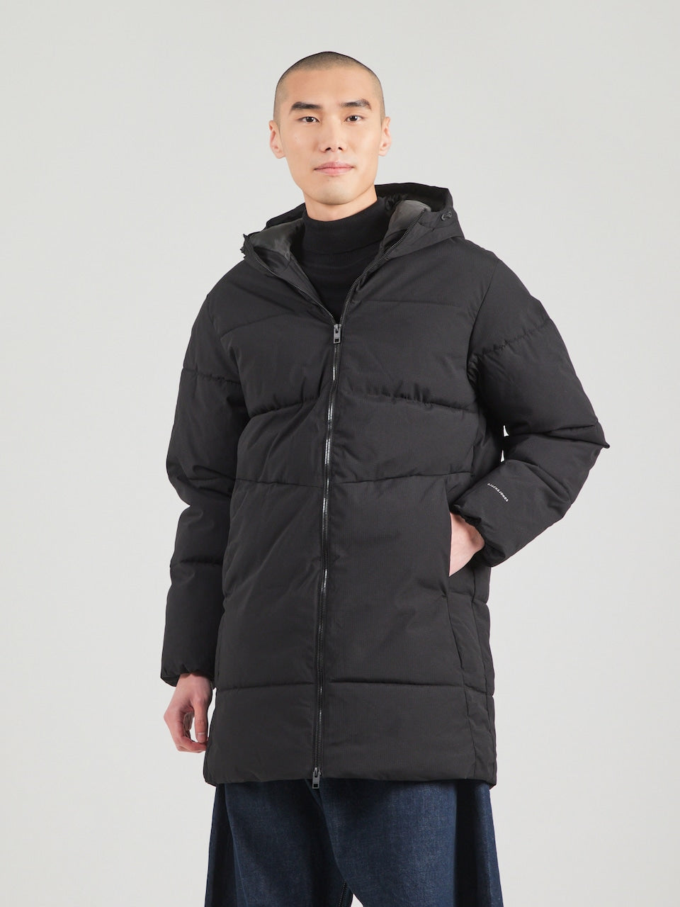 Jack & Jones Brady lange Daunenjacke Herren - schwarz - Größe L