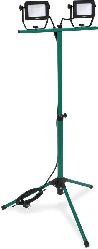 VONROC Led-Arbeitsleuchte 2x 20W - 3200 Lumen - Höhenverstellbarer Ständer - Dreh- und neigbar