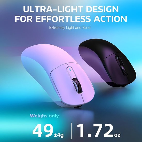 ATTACK SHARK X3 Kabellose Gaming-Maus - Kabelgebunden/2.4G/BT5.4 - Leichtgewicht 49G - 26000DPI - Weiß