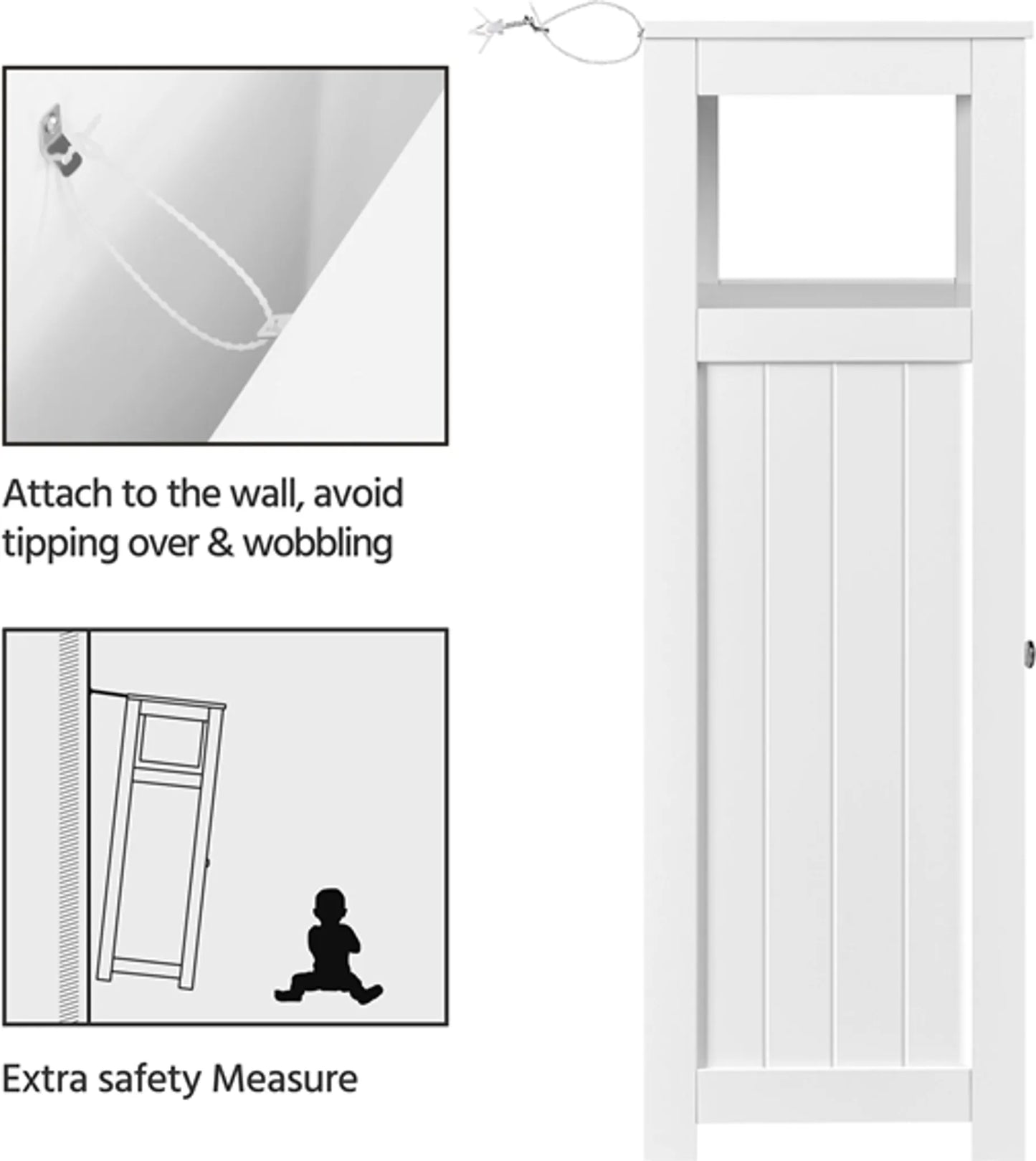 Yaheetech Badezimmerschrank Weiß - Verfügt über 3 Schubladen und Schrank mit verstellbarem Regal und offener Lagerung - Für Wohnzimmer und Schlafzimmer - Weiß Mdf und Metall - 55,5 x 29,5 x 86,5 cm