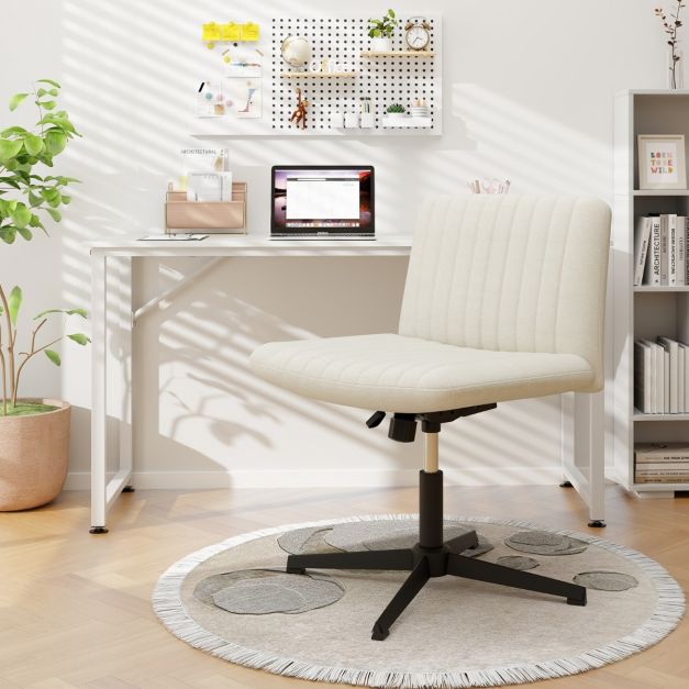 Coast Schreibtischstuhl ohne Rollen mit breiter Sitzfläche, 71 x 66 x 78-91,5 cm, beige, 120° neigbar, verstellbar