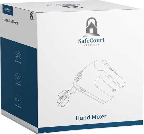Safecourt Kitchen - Handmixer - Turbo-Funktion - Quirl & Knethaken & Schneebesen - Stahl - Silber