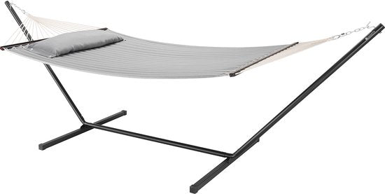 Juskys Hängematte Cata - Hellgrau - inkl. Gestell und Kissen