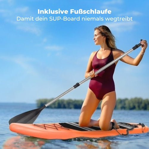 LifeGoods SUP Board - Mit Sitz - Aufblasbares Paddle Board - Komplettset - Max. 135KG - 320x81cm - Orange
