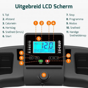 Fitage Laufband für Zuhause - Neigungsfunktion - Bluetooth - 1-12 km/h - klappbar - 100 x 64 x 25 cm - Schwarz