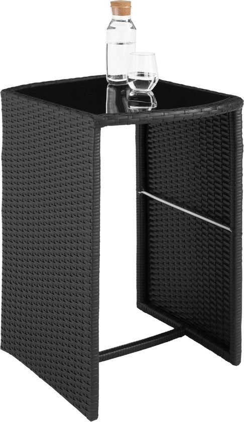 tectake - Bistro-Geflecht, platzsparend zusammenklappbar, Gartenmöbel-Set mit 2 Stühlen und Tisch, Gartenmöbel, Sitzgruppe für Garten, Wintergarten, Balkon, Terrasse - schwarz