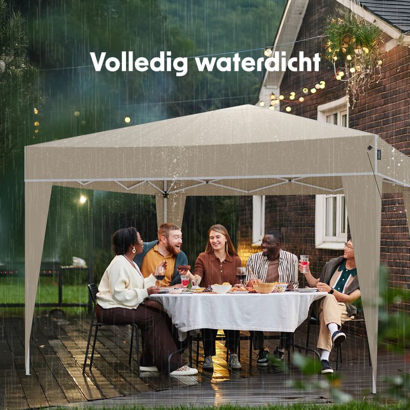 LifeGoods Partyzelt - Wasserdicht & UV-beständig - 300 x 300 x 320 cm - Beige