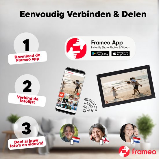 Denver Digitaler Bilderrahmen 15,6 Zoll – XL – Full HD – Frameo-App – Fotorahmen – Digitaler Kalender – WLAN – 16 GB – IPS-Touchscreen – PFF1501B