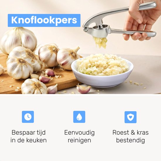 Knoblauchpresse - Knoblauchpresse - Ingwerpresse - Knoblauchreibe - Edelstahl - Silber - Luft