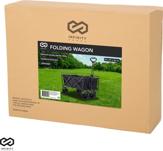 Infinity Goods Bolder Cart XL - faltbar - 180KG Tragfähigkeit - drehbare Räder - 95 x 57 x 96 CM - verstellbar - Schwarz