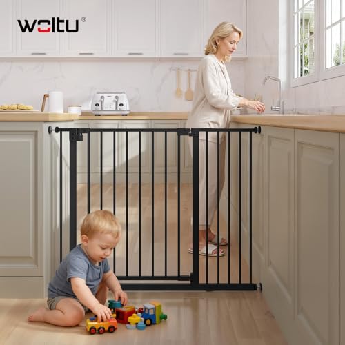 Woltu Kindersicherheitstor für Treppen und Türen Weiß 75-107 cm