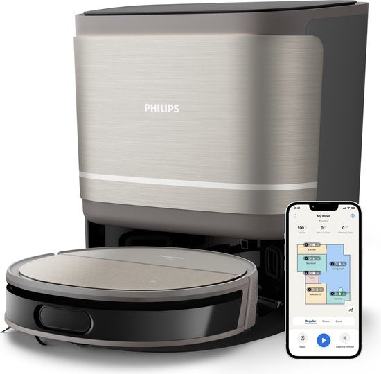 Staubsaugerroboter mit All-in-One-Dockingstation - PHILIPS - XU9100/10 - 9000 series - 8000 Pa - ≤ 66 dB - Metall