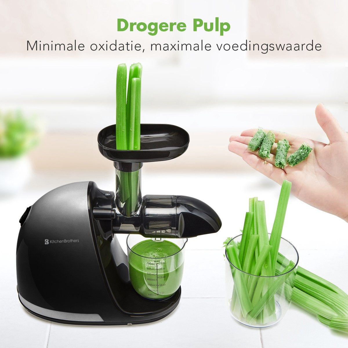 KitchenBrothers Slowjuicer - Entsafter - 700ml - Schwarz