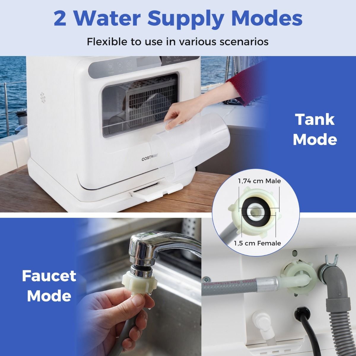 Coast Mini-Geschirrspüler – tragbares Tischmodell – 6 Programme – Wassertank 8,25 Liter – weiß
