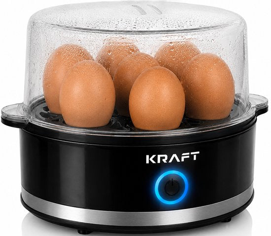 KRAFT Eierkocher Schwarz – 7 Eier – Elektrisches Eierkochen