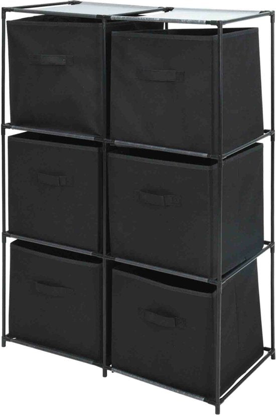 Aufbewahrungslösungen – Aufbewahrungsschrank mit 6 Fächern – schwarz – 68 x 35 x 102 cm