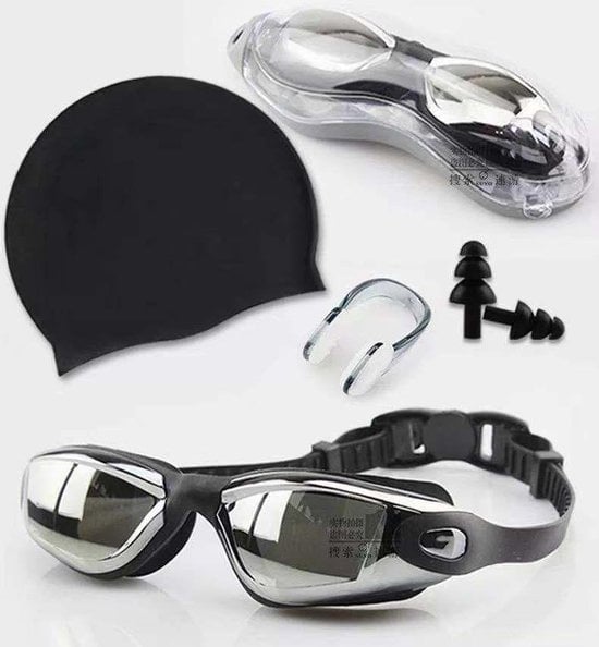 GarpexÂ¬Ã† Schwimmbrille mit Zubehör - Taucherbrille - Schwimmstöpsel - Nasenklammer Schwimmen - Nasenklammer Schwimmen - Badekappe