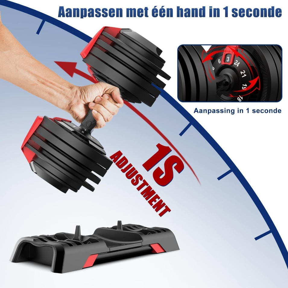 DH FitLife Verstellbare Kurzhanteln 24KG - 12 Gewichtsstufen (3-24 KG) - 12-in-1 Hantelset mit Kurzhanteln