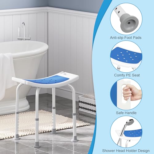 Eugad Duschsitz Verstellbar - Ergonomisch, Rutschfest, Aluminium - Silber