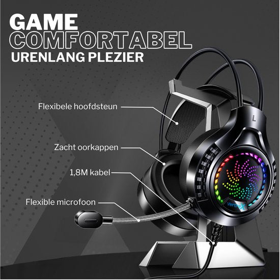 VERTREX Gaming Headset mit Mikrofon - PC, PS5, PS4, Xbox, Nintendo Switch - 7.1 Surround Sound