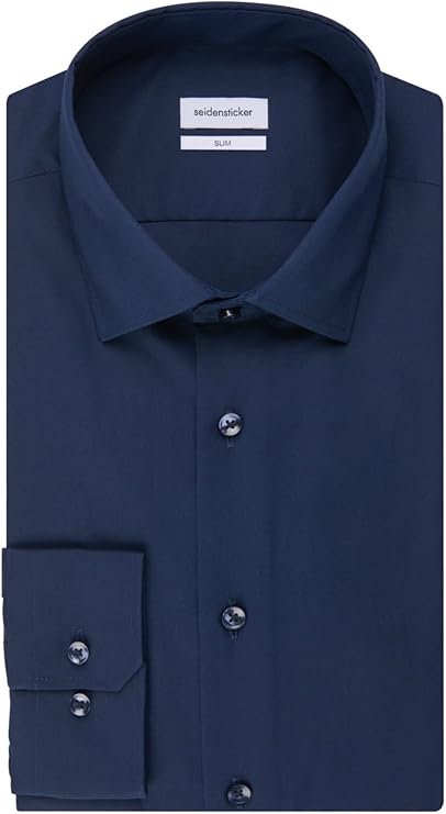 seidensticker Business Hemd Slim Fit Bügelfrei Kent Langarm Herren Business Hemd (1er-Pack) - Größe 42 - Marineblau