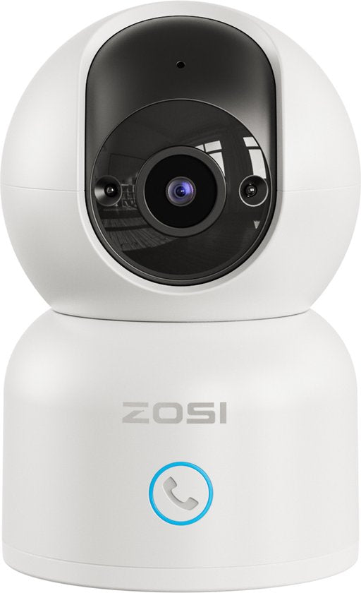 Fuegobird ZOSI C518 Indoor IP Kamera - 3MP - Gegensprechfunktion - Sicherheitskamera - Haustierkamera - Babykamera - Kompatibel mit 2.4G/5G WIFI - Funktioniert mit App - Weiß