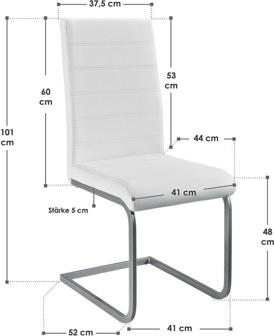 2 Esszimmerstühle / Stuhl - Vegas - Kunstleder - Weiß