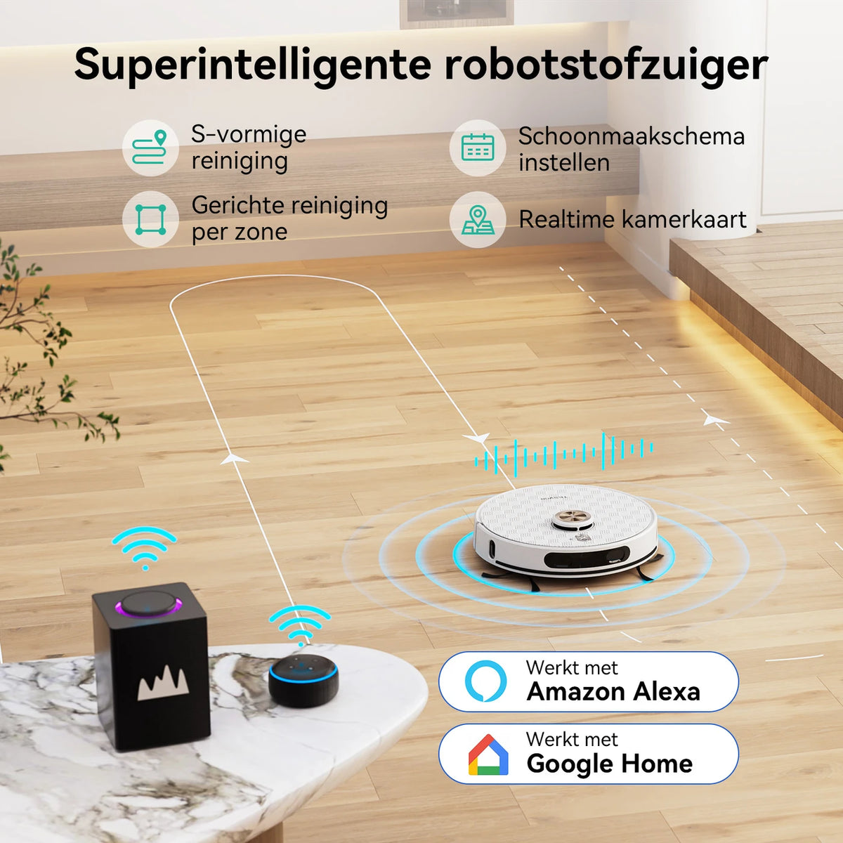 Tesvor S8 Pro Roboterstaubsauger mit Wischfunktion – 8000 Pa Saugkraft, LiDAR-Navigation, Teppicherkennung, 240 Min. Betriebszeit – Weiß – 116,84 × 76,2 × 38,1 cm