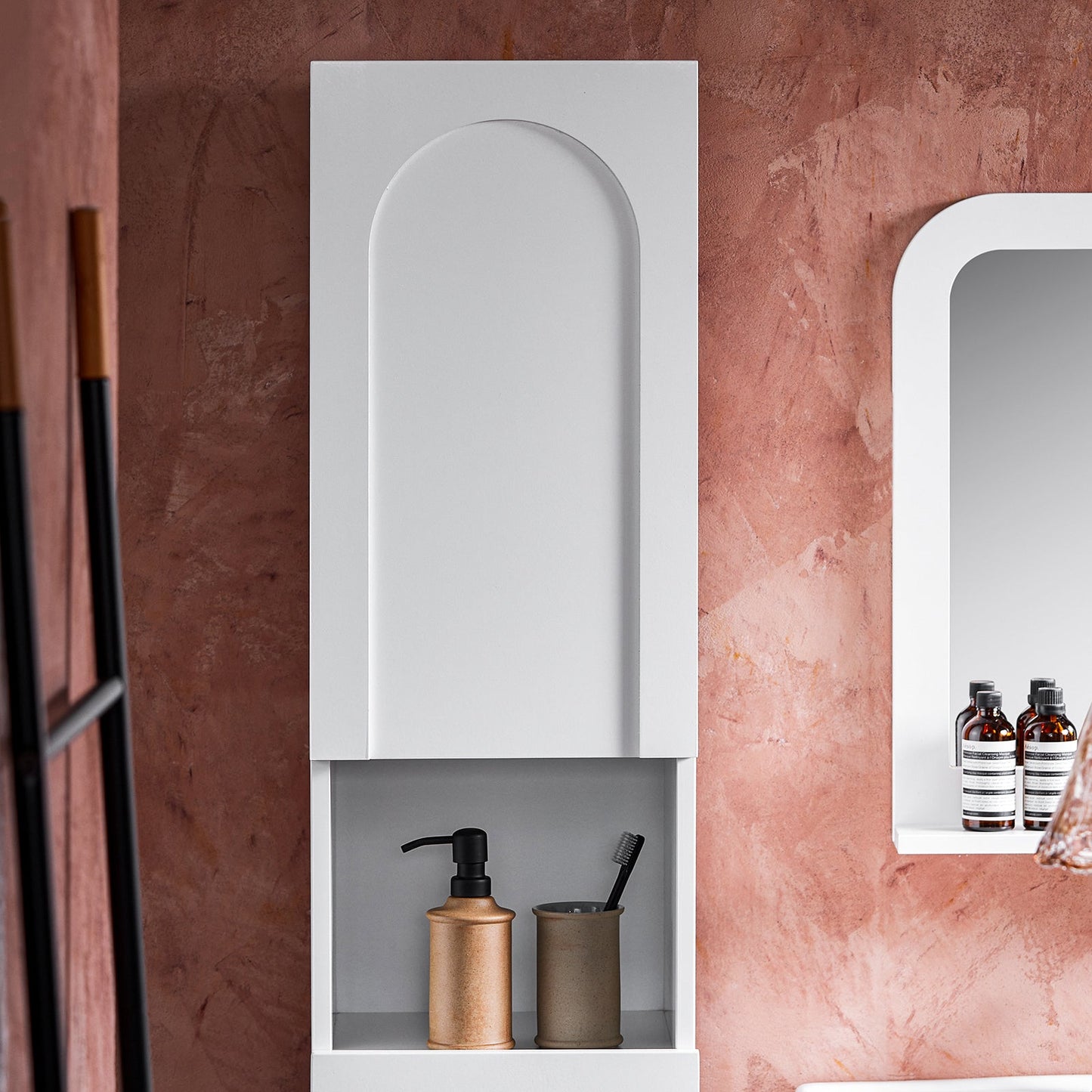 SoBuy BZR163-W Hoher Badezimmerschrank mit 2 Türen und 6 Fächern - Schmaler Aufbewahrungsschrank mit offenen Fächern - Weiß - 30x160x30 cm