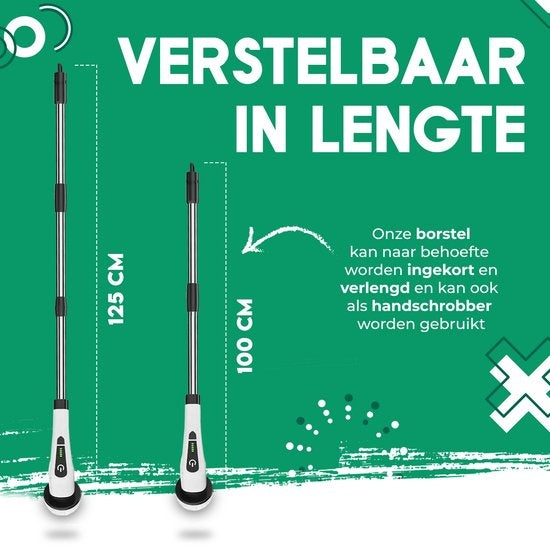 GoScrubÂ® Cleaning King V1 - Elektrische Reinigungsbürste - Elektrische Schrubbbürste - für Bad oder Küche - Schrubber mit Griff - 9 Aufsätze