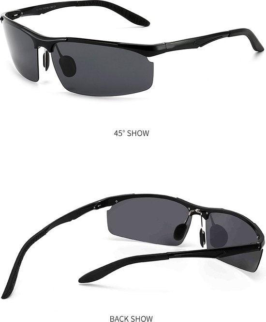 Garpex Radsportbrille - Sportbrille - Polaroid Sonnenbrille - Rennrad - Mountainbike - Motorrad - Schwarz