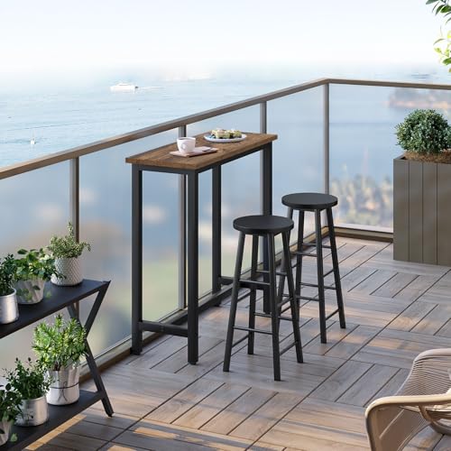 Woltu Bistrotisch Vintage Metall und MDF 100 x 40 x 100 cm Schwarz