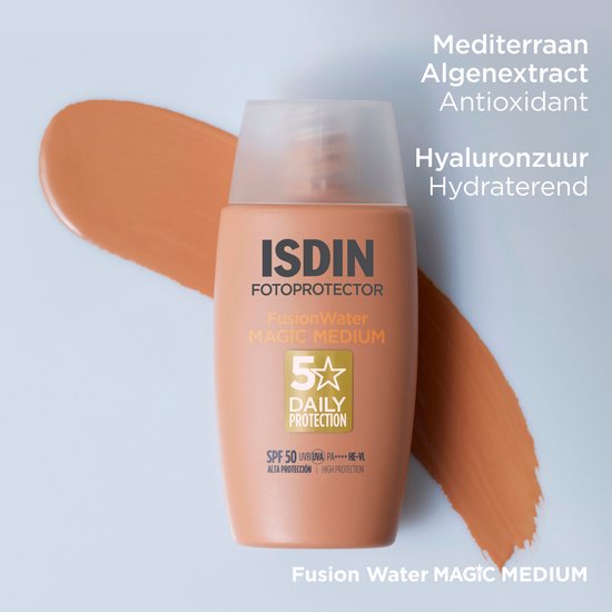 ISDIN – Fotoprotector Fusion Water Color Medium SPF50 – 50 ml – Sonnenschutz für das Gesicht mit mittlerer Tönung