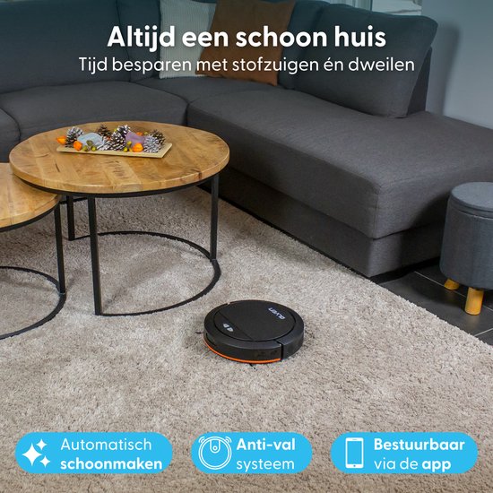 Ølven Staubsaugerroboter mit Wischfunktion - App - Ladestation - Geeignet für Haustiere - Wischroboter