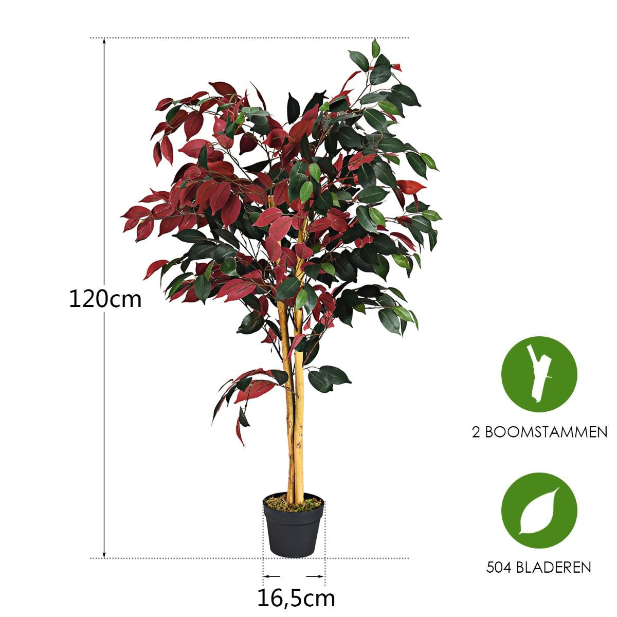 Küste 120 cm großer grüner Ficusbaum im Topf mit Kunstbaum realistische Grünpflanzen