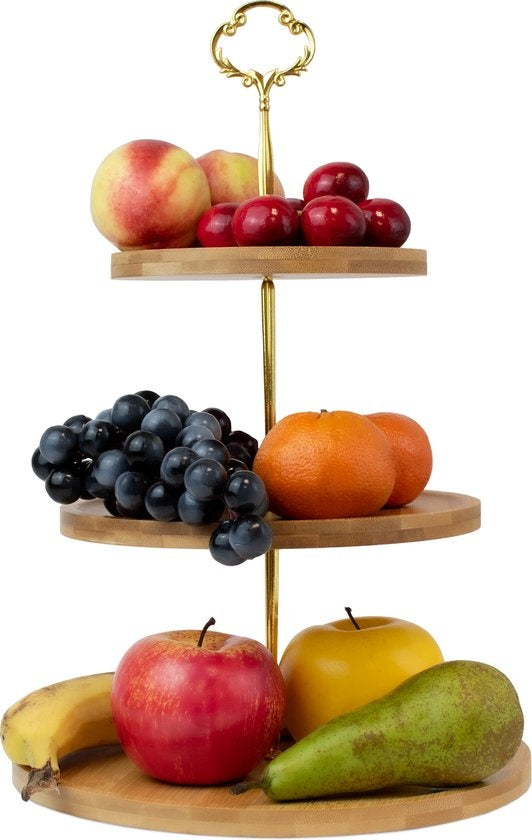 NimmaÂ® Etagere - 3-lagiger Servierturm - Kuchentablett für High Tea - Obstschale - Bambusholz