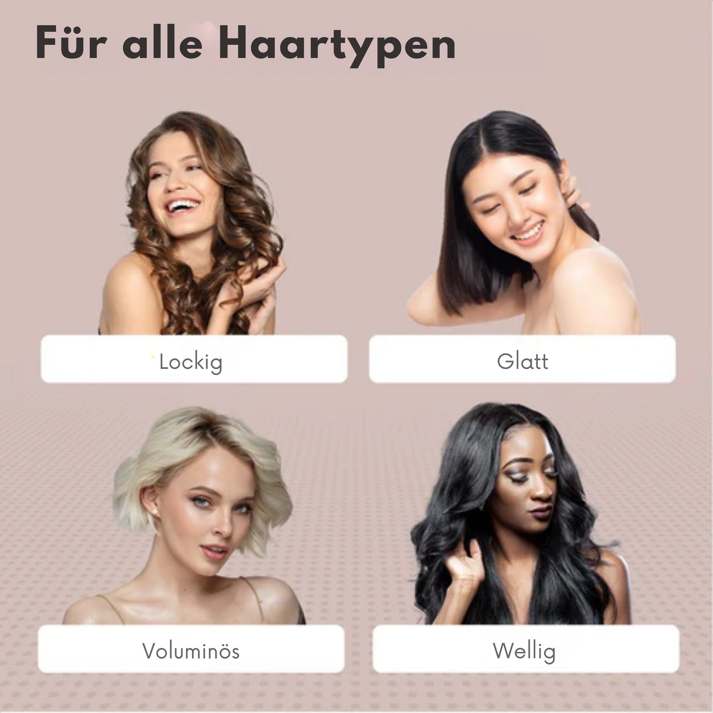 Auronic 3-in-1 Haartrocknerbürste - Rund - Lang/Kurz/Style/Locken - Schwarz/Pink