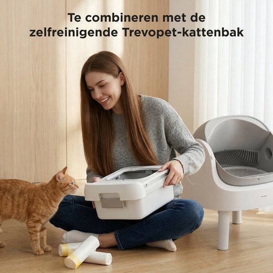 TrevoPet® Katzentoilettenbeutel – 60 Stück auslaufsichere Müllbeutel – Müllbeutel für selbstreinigende Katzentoiletten – 3 Rollen