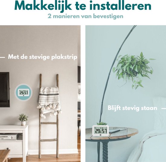 Ease Electronicz Hygrometer & Thermometer - Wetterstation - Luftfeuchtigkeitsmesser - Raumthermometer - inkl. Batterie und Klebestreifen