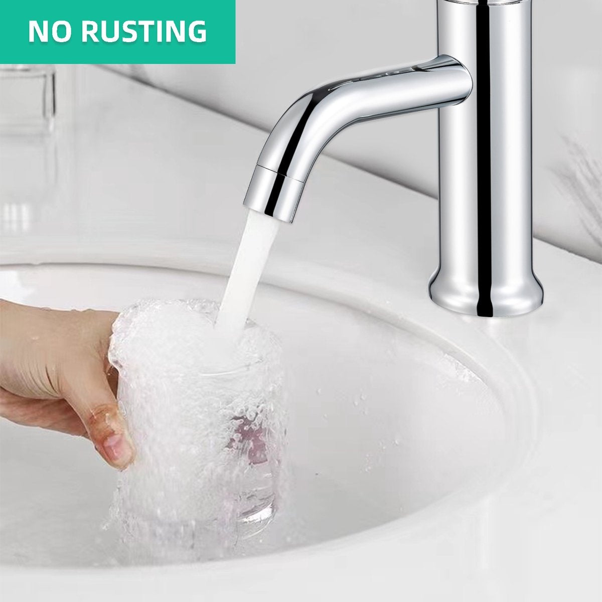 Inspire Badarmatur Silber inklusive Anschlüsse - Waschtischarmatur - Edelstahl - Silber