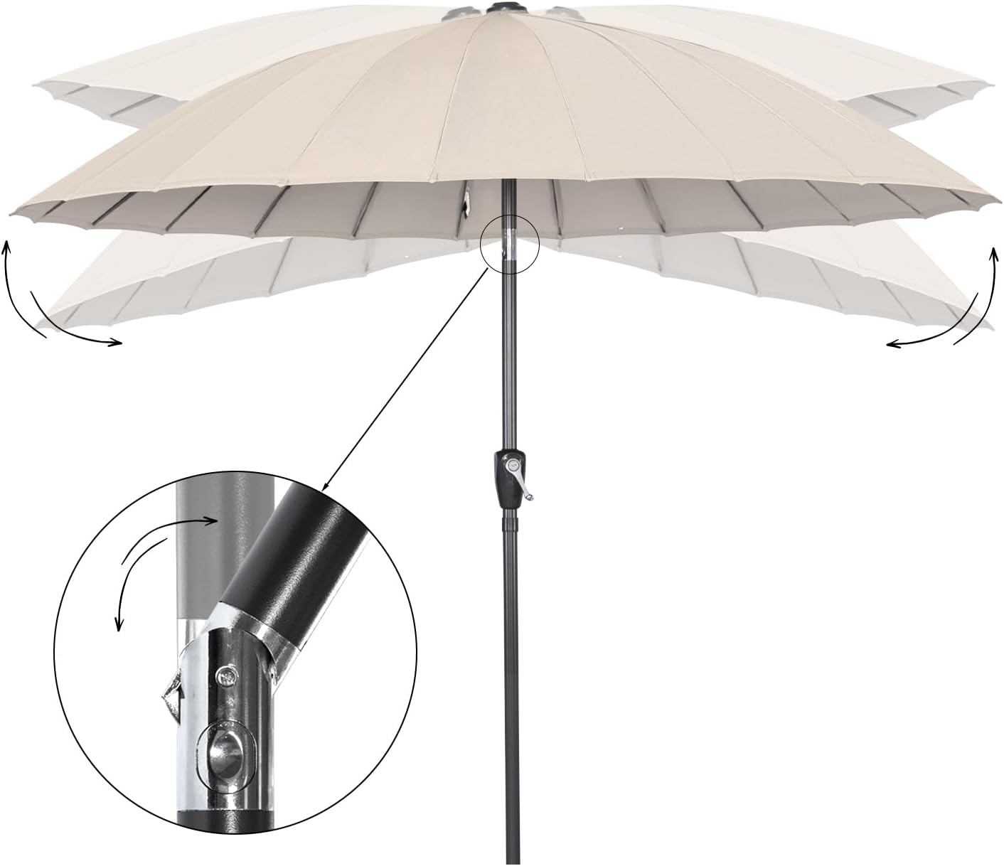 Angel Living Sonnenschirm Rund - Ø250 cm - Massiv - Beige