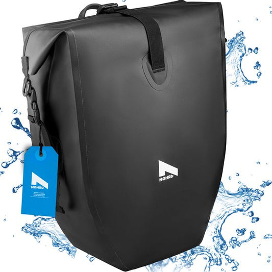 NOHRD 2-in-1 Gepäckträgertasche Single Schwarz - Gepäckträger Wasserdicht - Gepäckträger Umhängetasche - Gepäckträgertasche mit Laptopfach - Fahrrad Single - Gepäckträgertaschen Elektrofahrräder